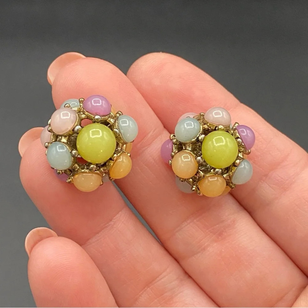 Luxury Pastel Gripoix Glass Stud Bauble Earrings